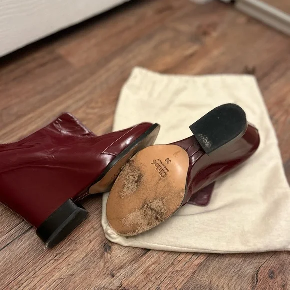 Chloe Deep Red Heeled Boots - Picture 4 of 8